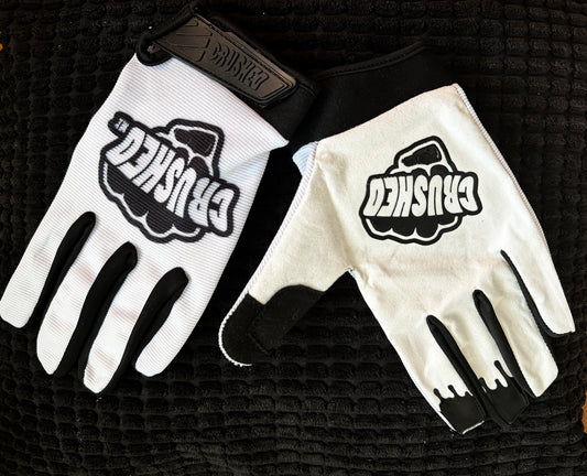 All White and Black Crushed Gloves