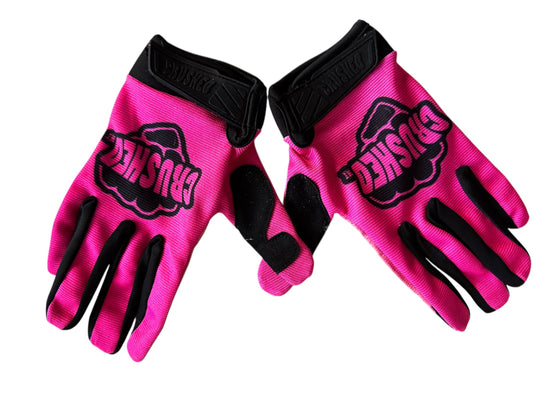 Bright all pink and black gloves