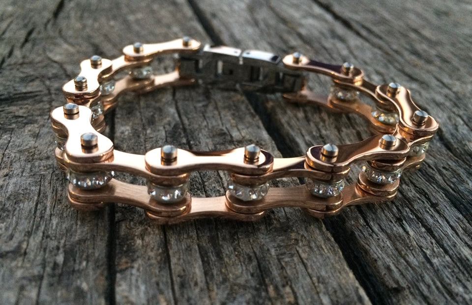Rose Gold With Gems Chain Bracelet